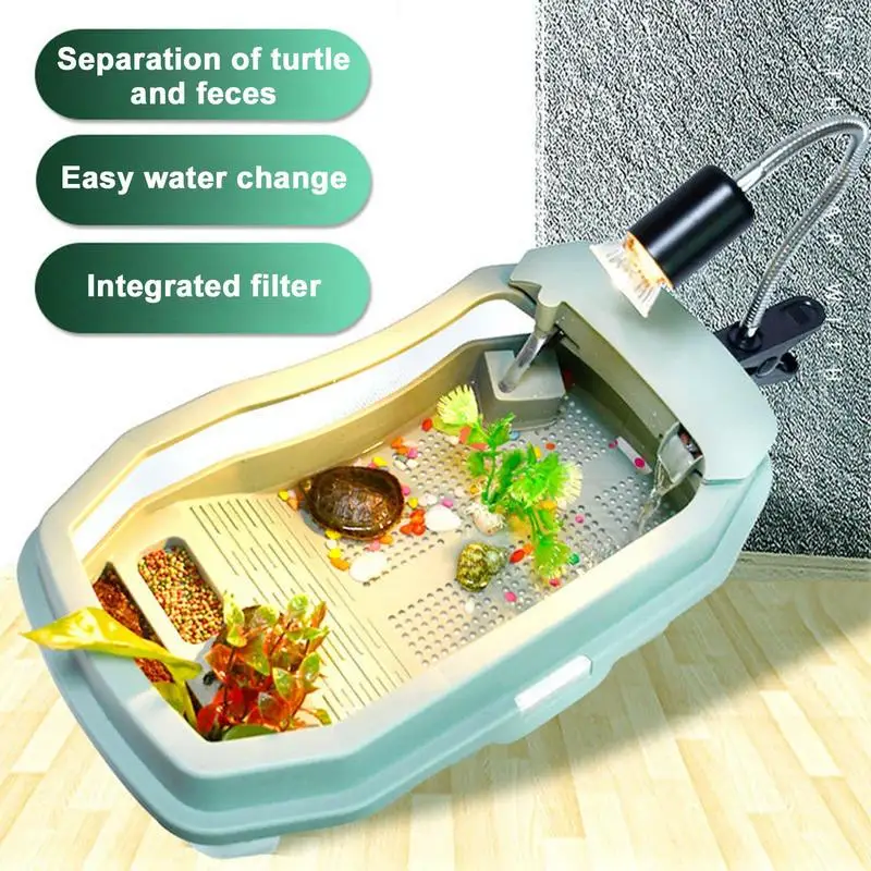 Detachable Turtle Habitat House Reptile Easy to Change Water Plastic Habitat with Areas to Breed Feed Swim Bask cueva Reptiles