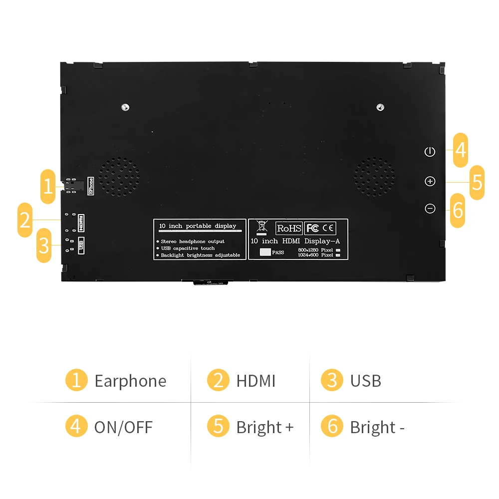 10.1inch LCD laptop display with case protable module with capacitance touch panel Raspberry Pi 5 hdmi-compatible monitor for PC