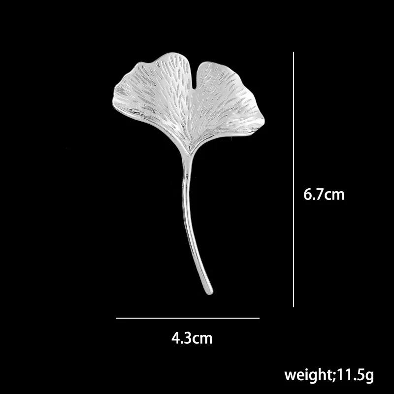 Elegante Metall-Ginkgoblatt-Broschen für Frauen, Hochzeit, Party, Blumen-Corsage, modische Anstecknadeln, Abzeichen, Zubehör, Remiel – Detail 3