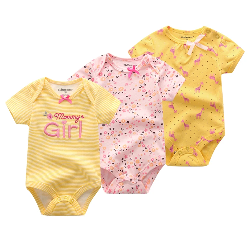 Summer Baby Girl Bodysuits Cartoon Cotton Newborn Onesies 3-Piece Infant Clothes ropa de bebe