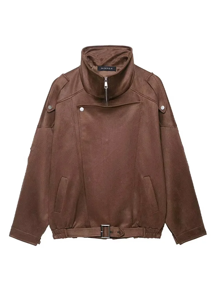 

HH Осенние женские пальто с высоким воротником и длинными рукавами, карманами на пуговицах, украшения, женские элегантные повседневные свободные уличные куртки