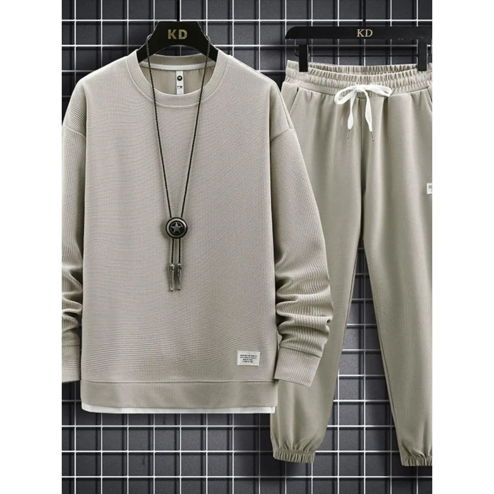 

Мужской свитшот Faionable Spor, повседневный комплект, свободная футболка большого размера, осенний сезон, наряд Seven-Quarter Sve M