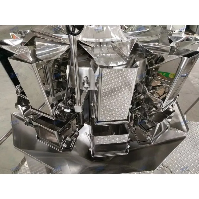 เครื่องบรรจุภัณฑ์แบบถุงก้นตั้งอัตโนมัติ 420 พร้อมเครื่องชั่งหลายหัวสำหรับน้ำตาล/เกลือ 500 กรัม 1 กิโลกรัม