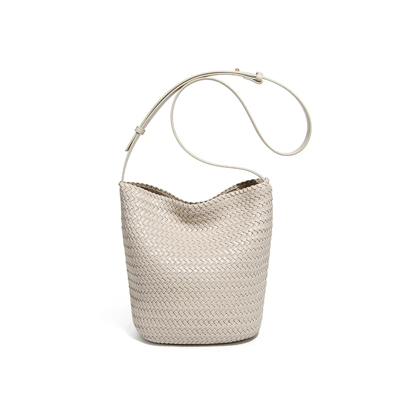 Handwoven Leather Bucket Bag Women's Fashionable Shoulder Crossbody Bag Rabbit2026 New Style Handheld Single Shoulder Diagona... image 3