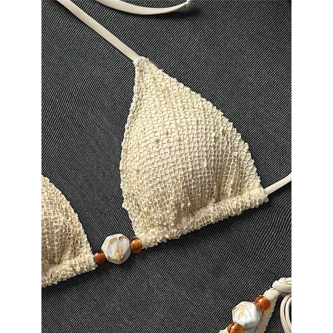 Halter-Netz-Bikini, Damen-Badebekleidung, zweiteiliger Bikini, hoch geschnittene Beine, gepolsterter Badeanzug, Badeanzug, Schwimmbekleidung V8339 – Detail 6