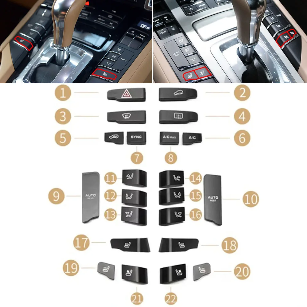 

Front Center Control Switch AC Air Condition Temperature Adjust Button Cover Cap For Porsche Cayenne 92A Panamera 970 Macan 95B