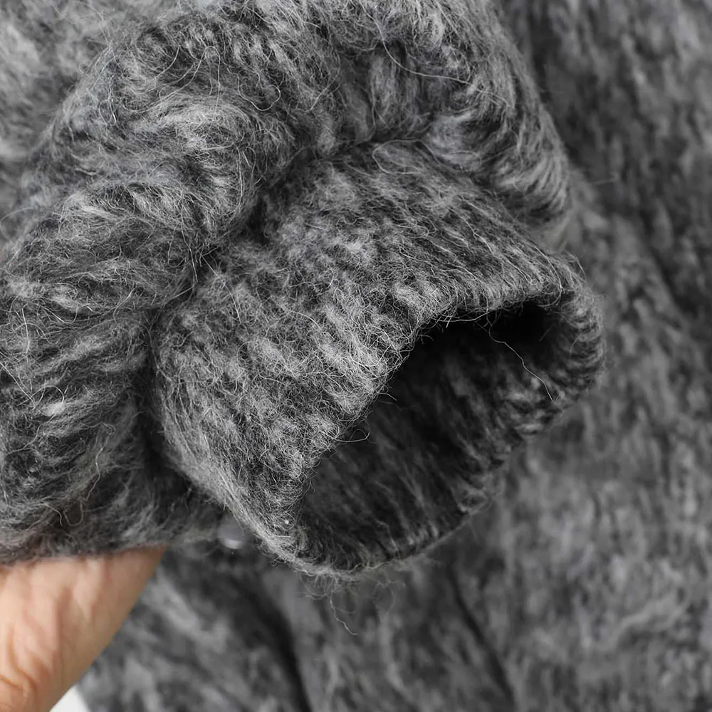 Maomaokong الراقية نسيج الصوف الفاخرة المرأة كبيرة الثعلب الفراء طوق سترة منفوخة الفراء الطبيعي أسفل معطف الشتاء سميكة الدافئة #5