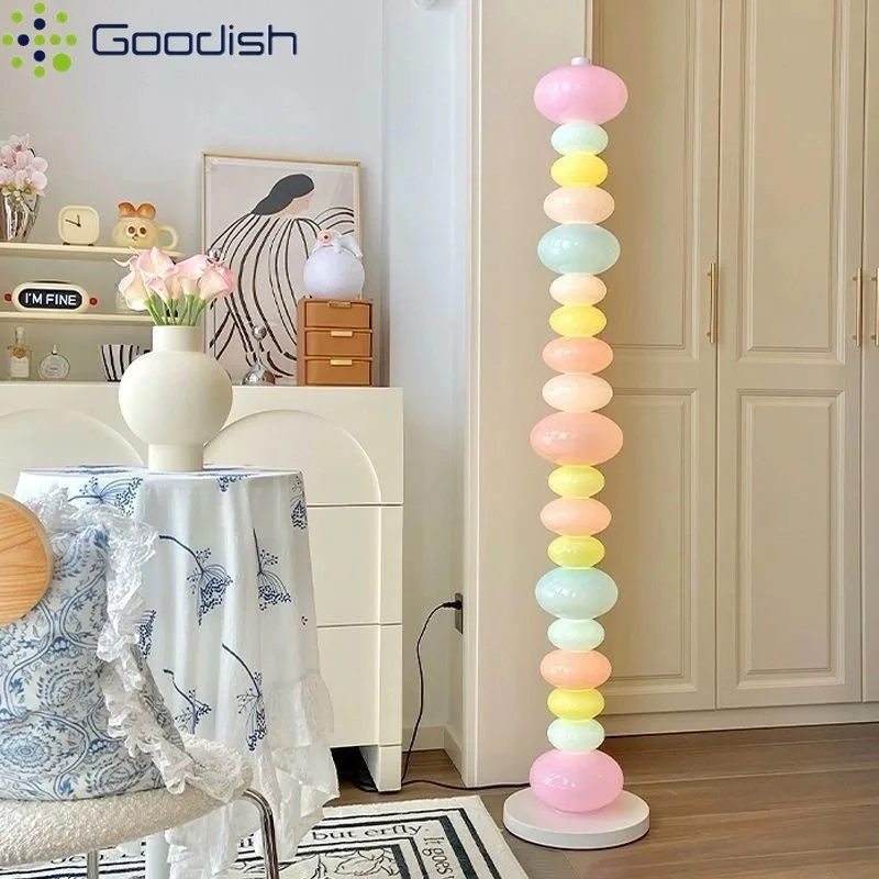 Moderne Wabi-Sabi Warme Atmosphäre Candy Rainbow LED Stehlampen Kunstvolle Handgeknüpfte Leuchte für Wohnzimmer Heimdekoration Kronleuchter