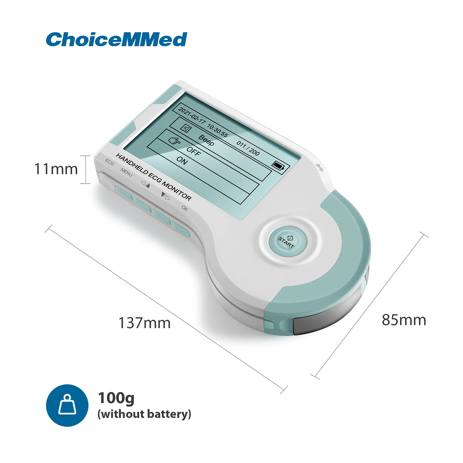 ChoiceMMed портативный ЭКГ монитор EKG, мониторинг сердечного ритма в реальном времени, непрерывное измерение, электрокардиограмма