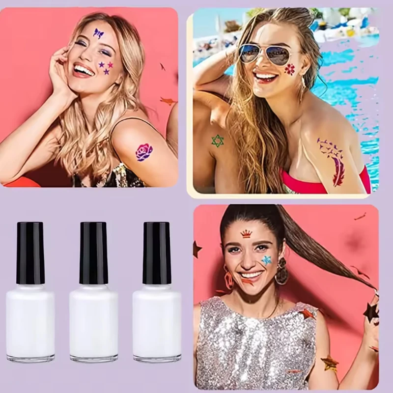 3er-Pack flüssiger Körperbemalungskleber, multifunktionale, wasserfeste, schweißfeste, langlebige Glitzergrundierung für funkelnde Tattoos