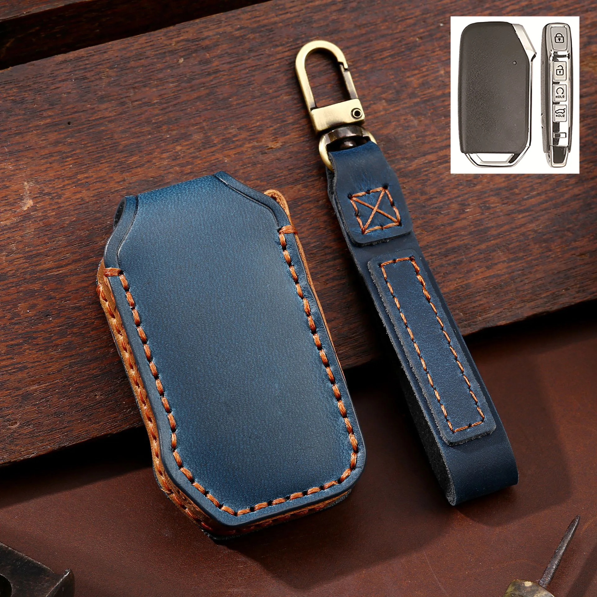 Genuine Leather Car Key Case Cover Fob Shell for Kia Sportage 2023 for Kia Ray Sorento Soul Telluride Cerato 2020 K5 K8 2022 