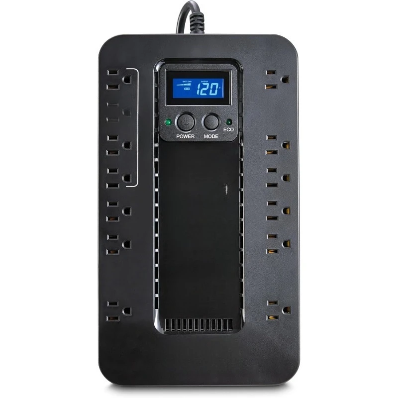 

EC850LCD Ecologic UPS Battery Backup and Surge Protector, 850VA/510W, 12 Outlets, ECO Mode, Compact, UL Certified