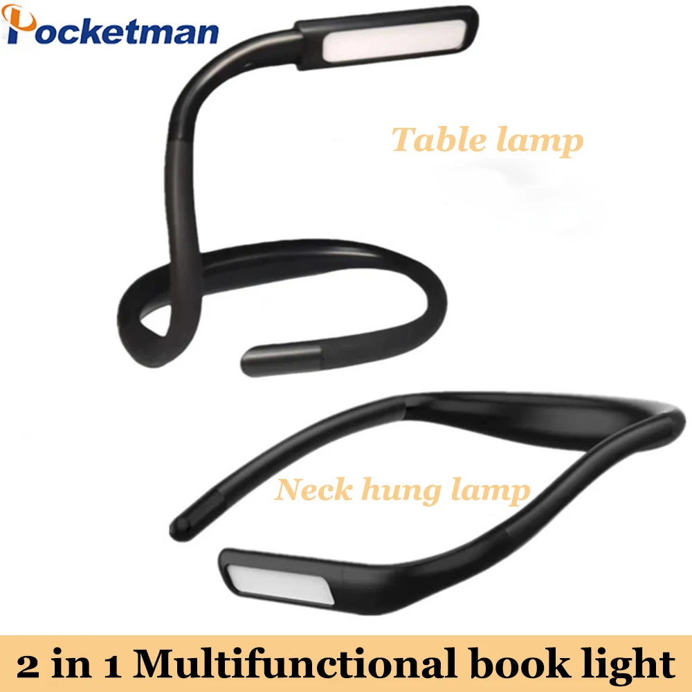 

Portable LED Book Light Hanging Neck Reading Light 2 In 1 Eye Protection Reading Lamp Table Light USB Night Light Running Light