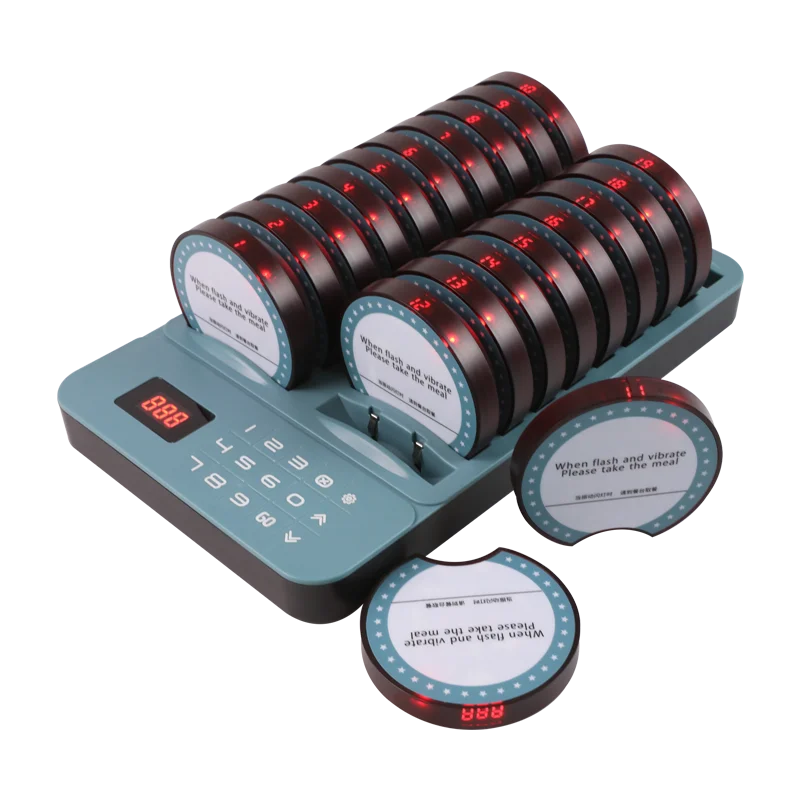Unique New Restaurant Pager 20 Pagers 1 Keyboard Transmitter System Wireless Calling Hotel Cafe Buzzer for Food Truck