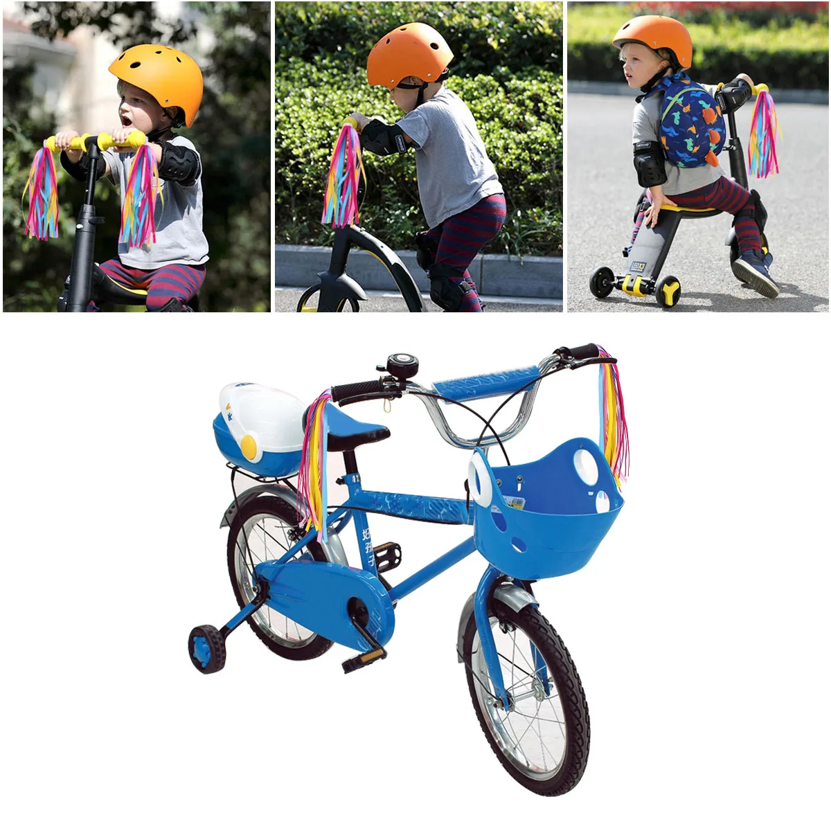 

One Pair Children Bike Handlebar Streamers Sparkly Glossy Ribbons for Kids Bikes Tricycles Scooters Wind Dancing Decorative