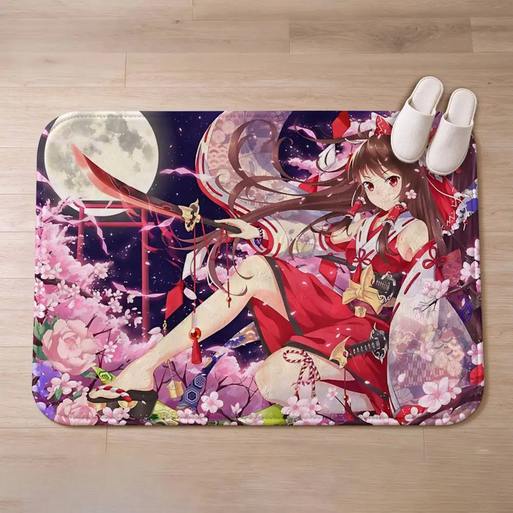 Game Touhou R-Reimu H-Hakurei Short Plush Bathroom Door Mat, Hallway Decor Rug, Home Entry Welcome Floor Mat 6