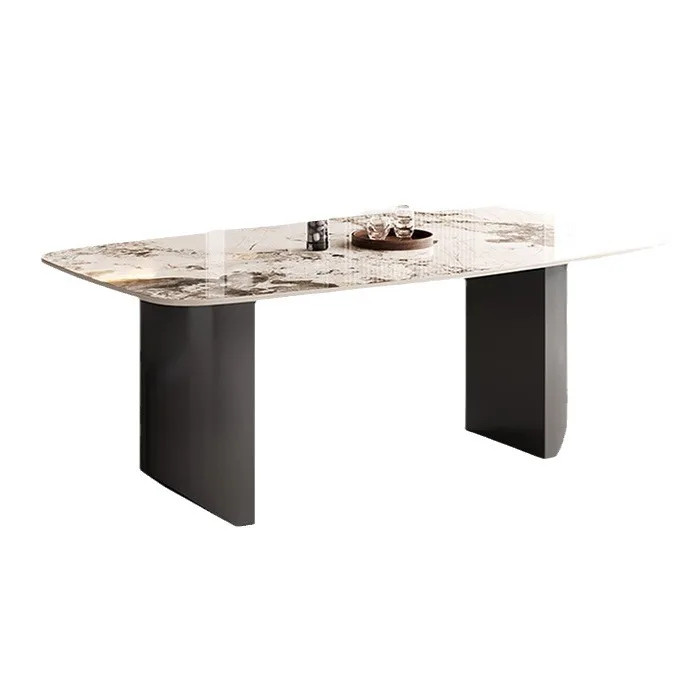 

Italian, minimalist, slate, dining table, light luxury, modern, rectangular, household, stainless steel