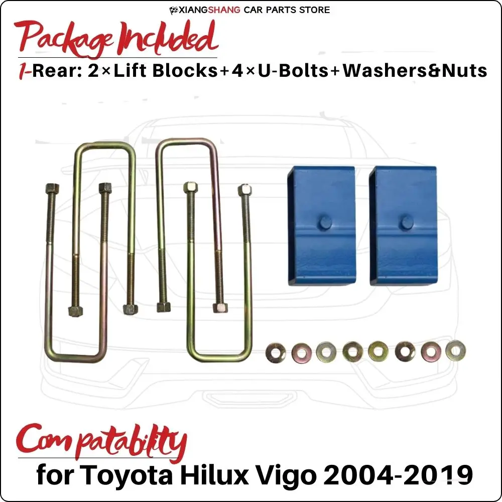 51MM Rear Lift Up Kits for Toyota Hilux Vigo 2004-2019 Suspension Blocks UBolt Kit Raise Adapter Strut Spring