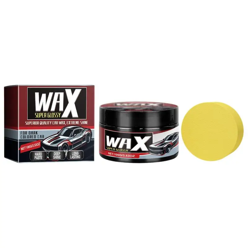 

100g Car Wax Polish With Sponge Auto Body Cleaner Wax Paste Long Lasting Shine UV Protecting Agent Car Wash & Maintenance