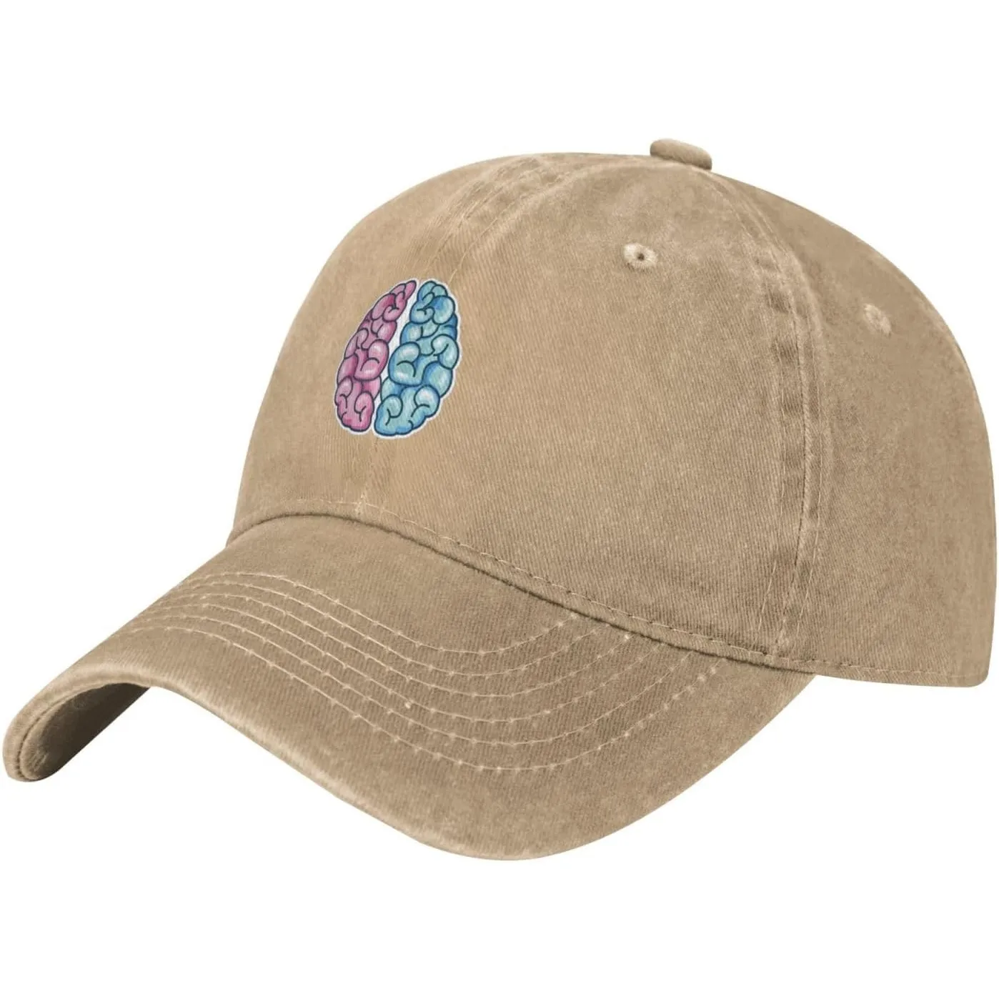 Brain-Hemispheres-Graphic-Washed-Baseball-Cap-Unisex-Cotton-Adjustable-Low-Profile-Dad-Hat