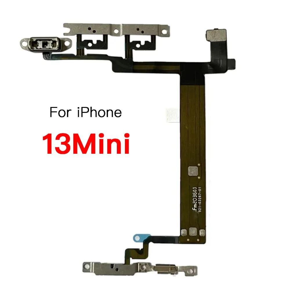 Switch On/Off Power Button + Volume Control + Mute Flex Cable Bracket Replacement Part for iPhone 12 13 Mini Pro Max