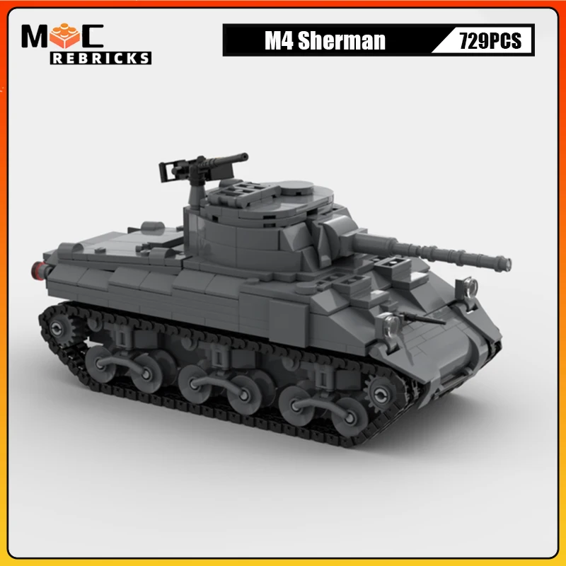 WW2 Military Series M4 Sherman Anti Armed Forces Building Blocks Tank Model MOC DIY Children's Puzzle Toys Christmas Gifts