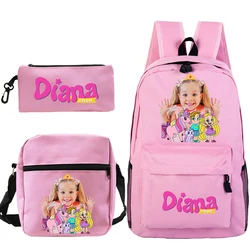 3pcs Set Kids Diana Show Print Backpacks for Primary School Girls School Bags Cute Girl Pattern Bookbag Kids Pink Casual Bagpack