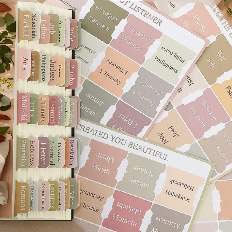 Zakładki do Biblii, Indeksy do Biblii, Kolory Morandi, Naklejki do Indeksów Biblii
