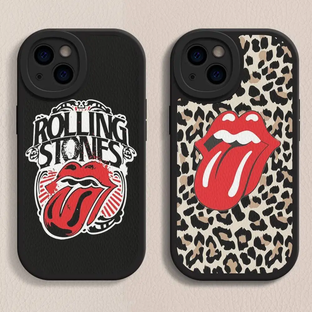 

Pop Rock Band R-rolling Stones Silicone Phone Case For IPhone 16 15 14 13 12 11 Pro Max Mini Leather Soft Cover