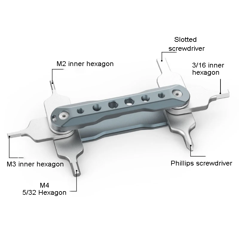 카메라 육각 키, 접이식 메트릭 육각 키 세트, 비디오 카메라 및 짐벌 작업용 6 가지 기능 도구 포함