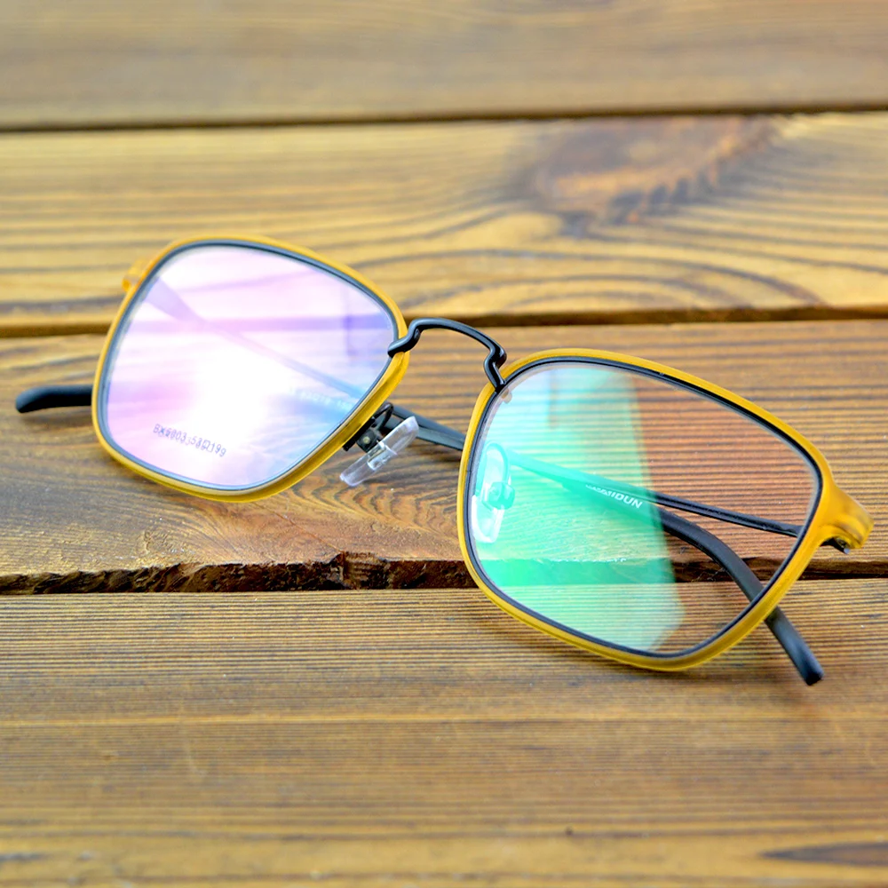 

Fashion Square Lightweight Yellow TR90 Frame Titanium Alloy Non-slip Temple Delicate Hinge Optical Frame Spectacle