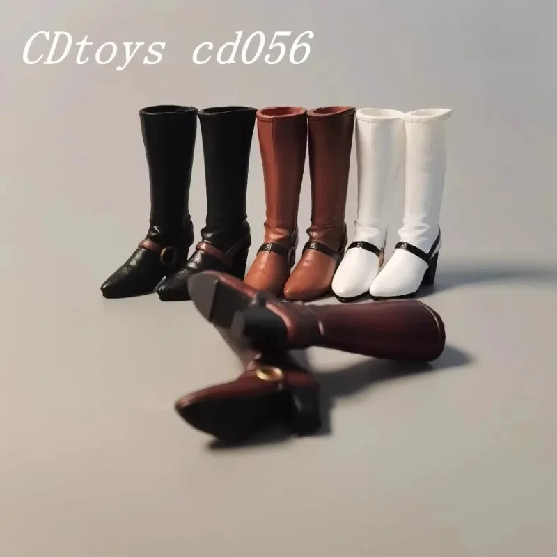 Cdtoys 1/12 Scale Female High Heel Mid Length Pointed Toe Riding Boots Solid Shoes Model Fit 6'' Action Figure Body Accessories