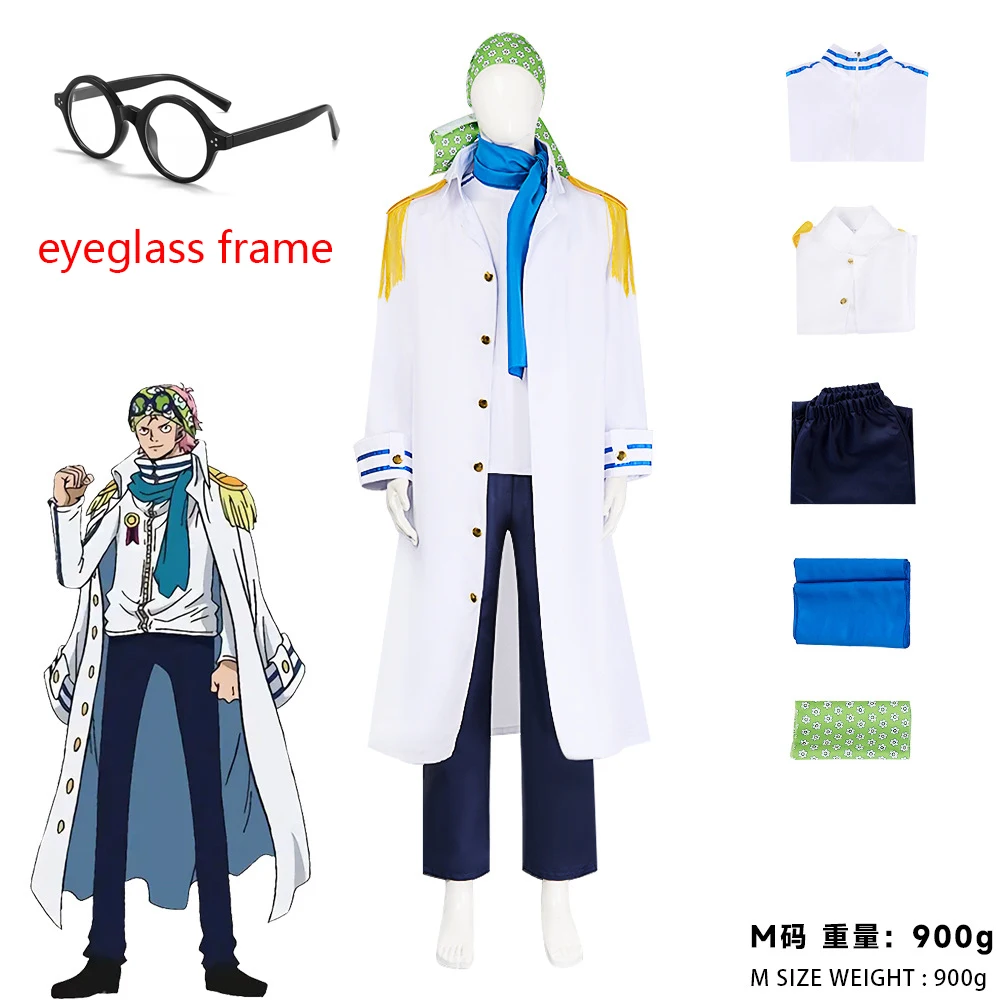 Disfraces de Cosplay de nime Coby, uniforme militar de miembro de espada marina de una pieza, capa larga blanca, abrigo, ropa de fiesta de Halloween