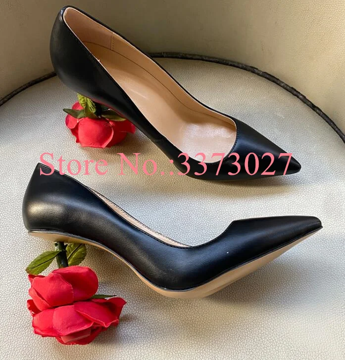 New Spring Rose Heel Leather Woman Shoes Fashion Design Pointed Toe Slingback Lady Pumps Sexy Strange Heel Sandals Dropship