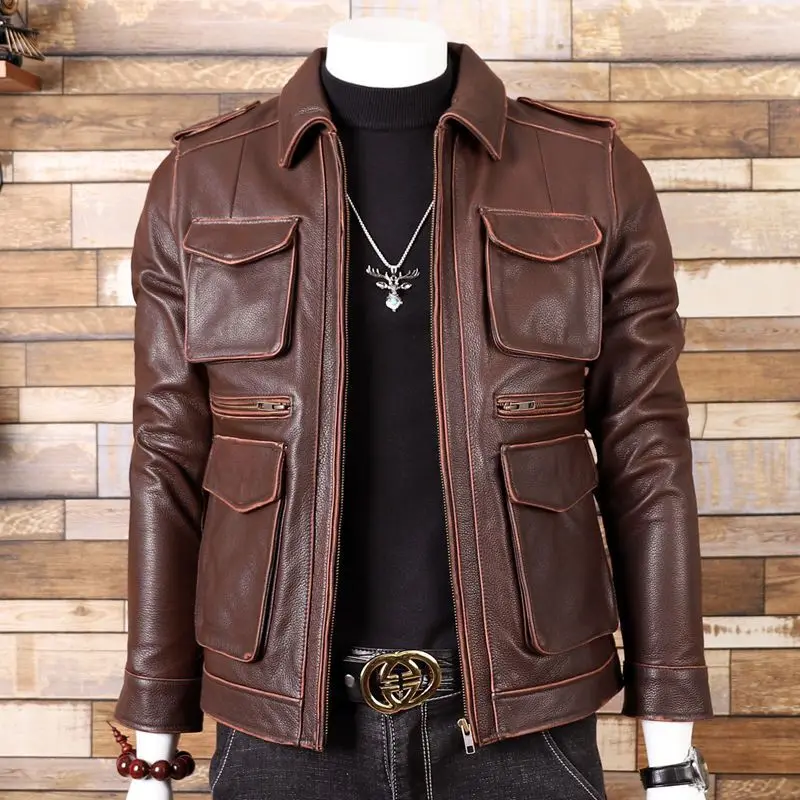 Mens Autumn Long Warm Leather Jacket Coat Men Winter Casual England Style Vintage Fashion Leather Jacket Plus 5XL men clothing
