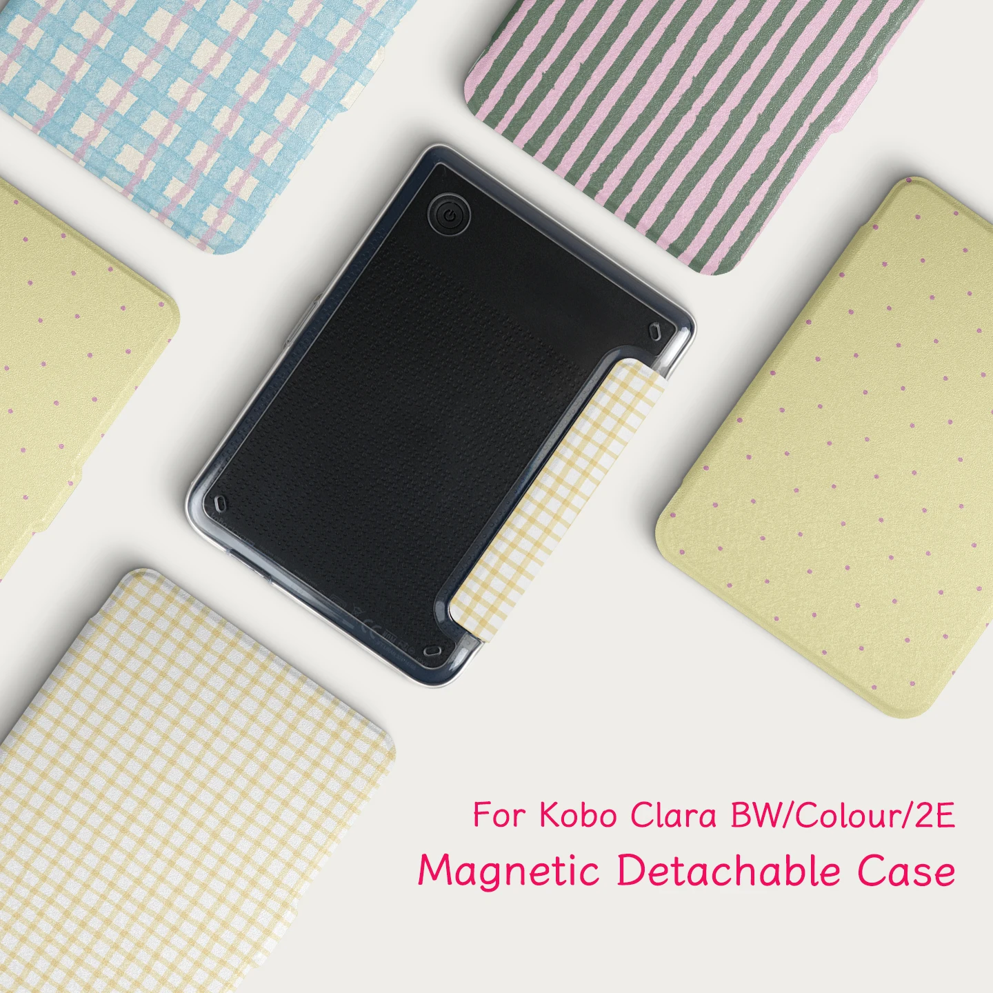 Murmole 2-in-1 Magnetic Detachable Case for Kobo Clara Colour BW 2E Pretty Small Floral Patterned Smart Cover Lightweight Cover