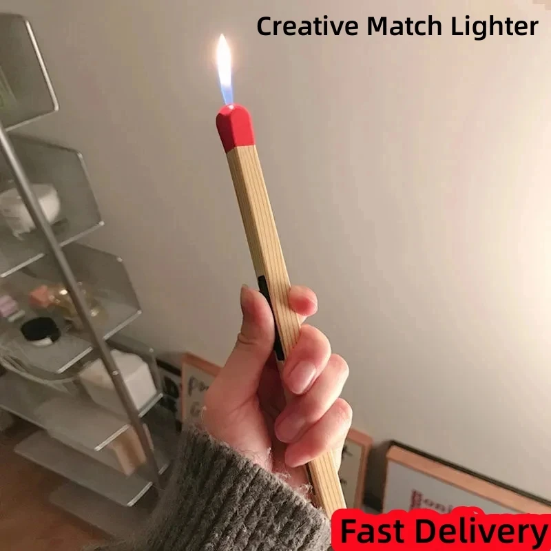 2024 Personalized Creative Matchstick Portable Outdoor Windproof Igniter Portable  Butane Lighter Kitchen Gift for Men and Women