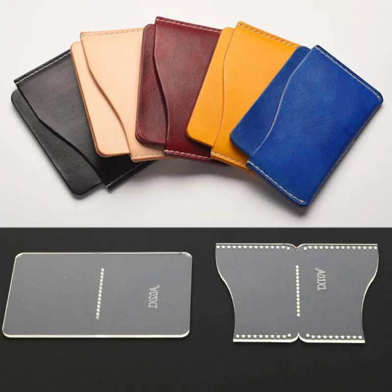 2 Pcs/set Acrylic Card Bags Stencil Leather Pattern Template DIY Leathercrafts Design Stencil  for DIY Gift Wallet Making Mold