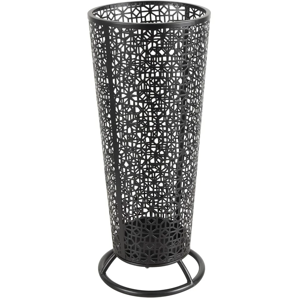 

Metal Geometric Cone Shaped Umbrella Stand with Circular Ring Base, 11 x 11 x 25, Black