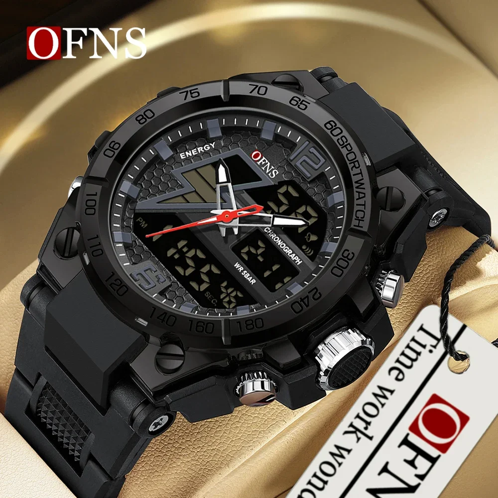 

OFNS 6137 Electronic Watch Korean Edition Outdoor Waterproof Fashion Trend Black Technology Multi functional Men's Alarm Clock