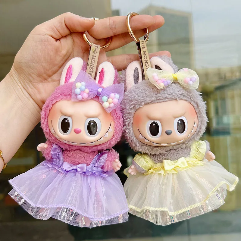 Faldas bonitas para muñecas Labubu Idol, ropa Kawaii sin accesorios para muñecas, ropa Kpop Exo de Corea, Sudadera con capucha, ropa de felpa para muñecas, 17cm