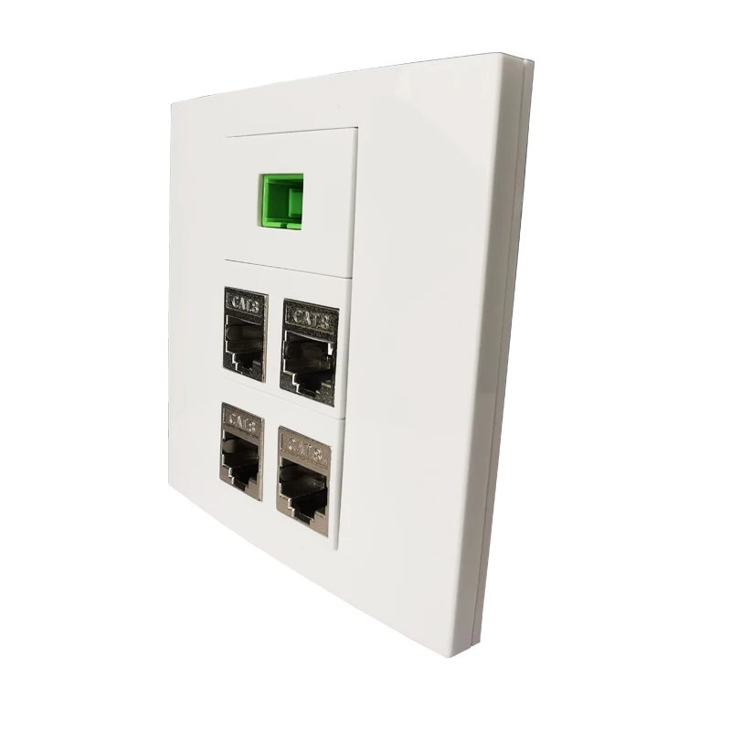 SC APC UPC Optical Fiber Faceplate With 4 Ports CAT8 RJ45 Network Socket Wall Outlet For 40Gbps 2000MHz Ethernet Connector