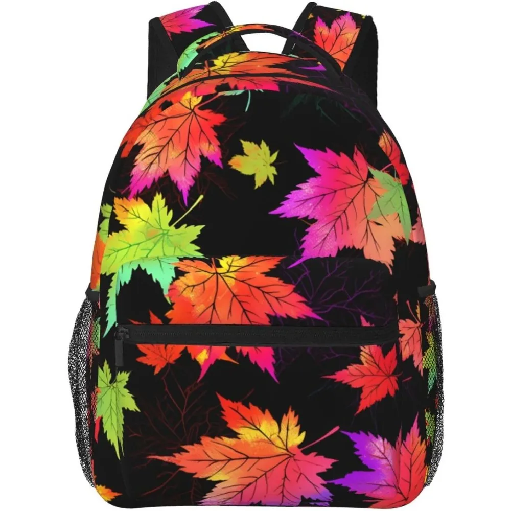 

laptop bag back to school Colorful Maple Leaf Pattern Lightweight Laptop Backpack Lightweight Multipurpose Travel Casual Daypack