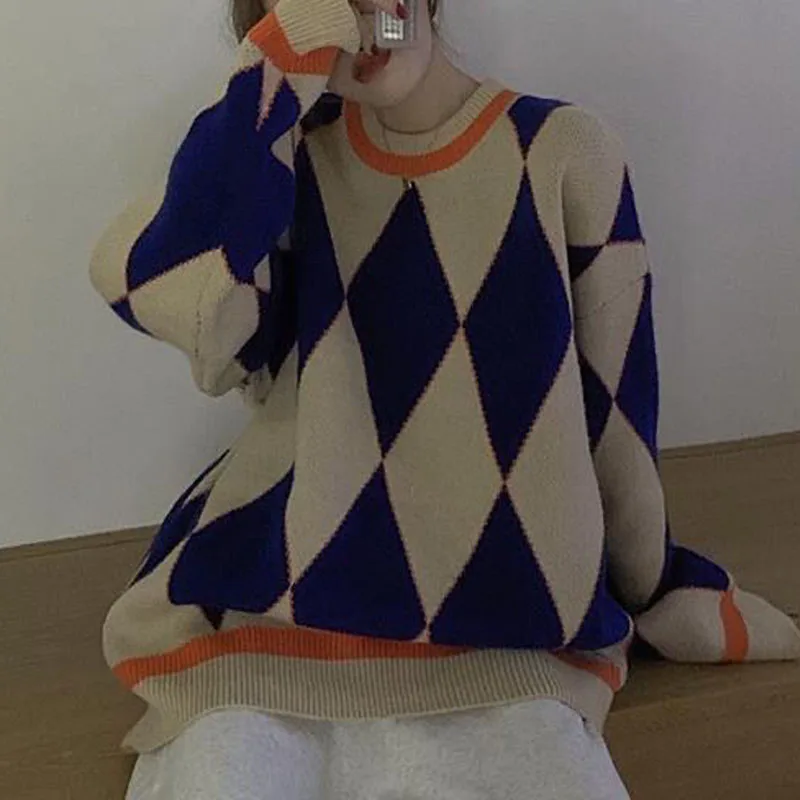 Pull à col rond pour femme, style occidental polyvalent, version coréenne paresseuse, haut pour femme, nouveau, automne et hiver