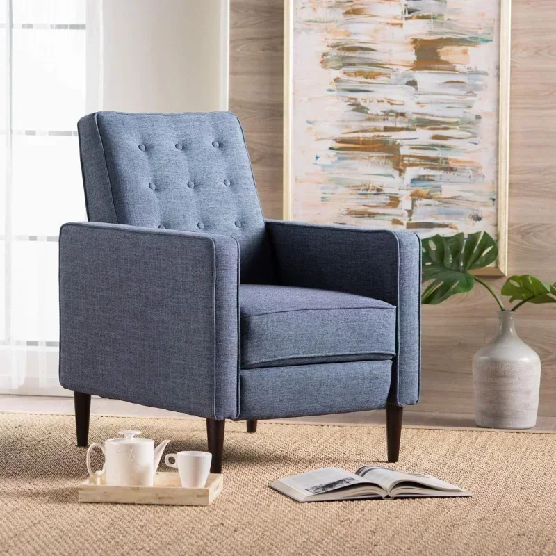 Mid-Century Modern Fabric Recliner, Dark Blue