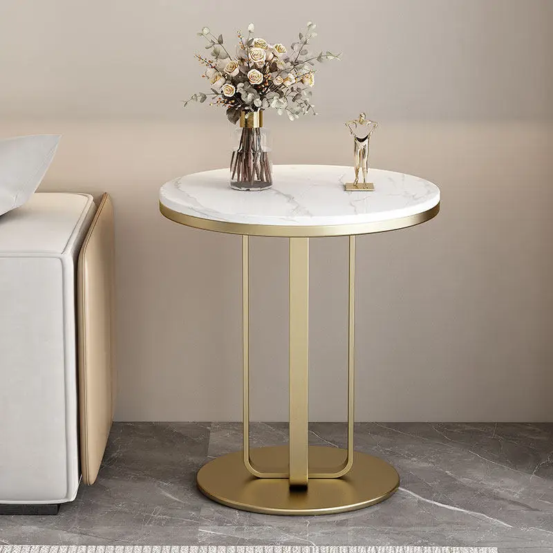 Light Luxury Small Coffee Table Luxury Slate Round Side Table Minimalist Corner Table Modern Small Apartment Home Furniture