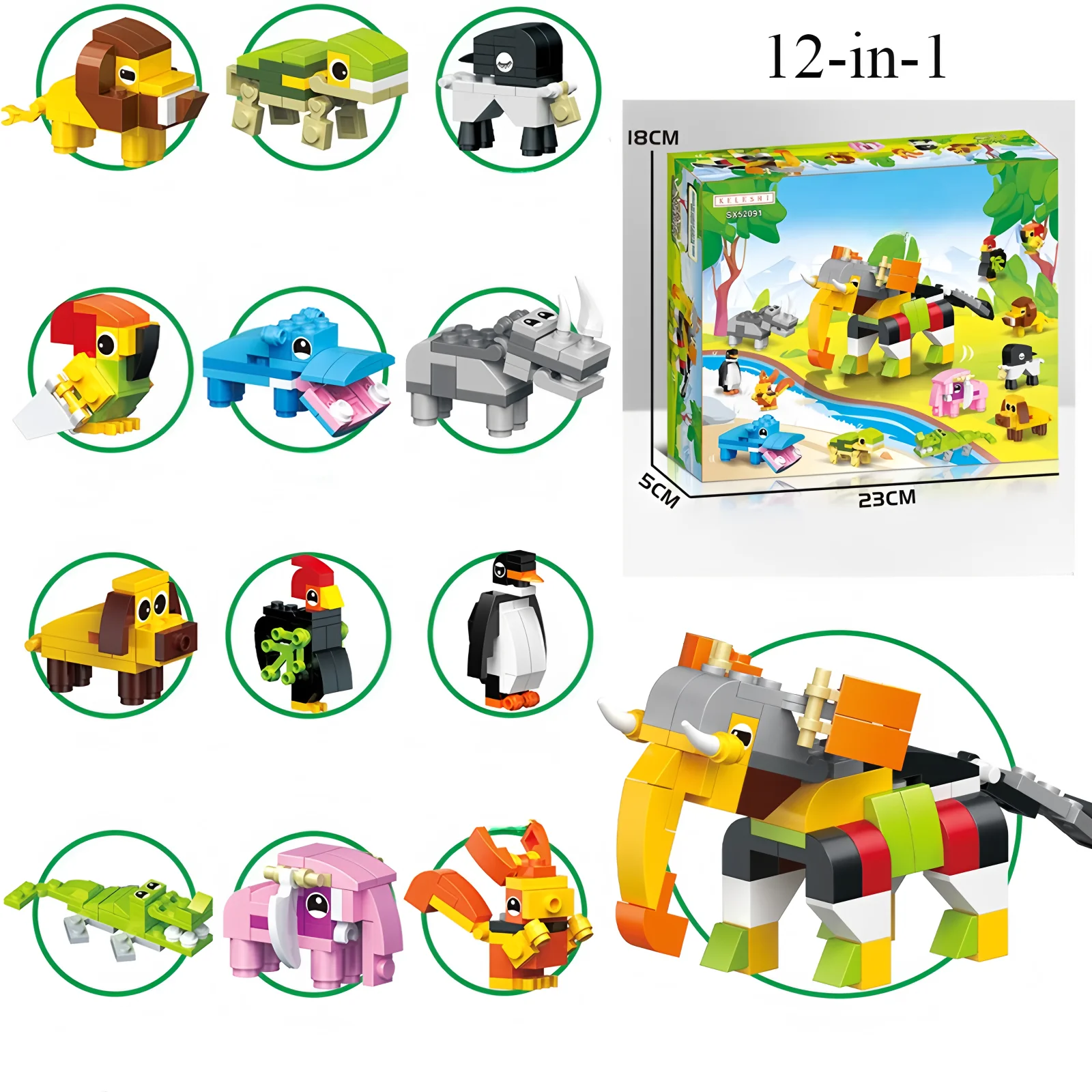 Neues 12-in-1-Dinosaurier-Baustein-Modell, Lernspielzeug für Kinder, Geburtstagsgeschenk, Weihnachtsgeschenk – Detail 4