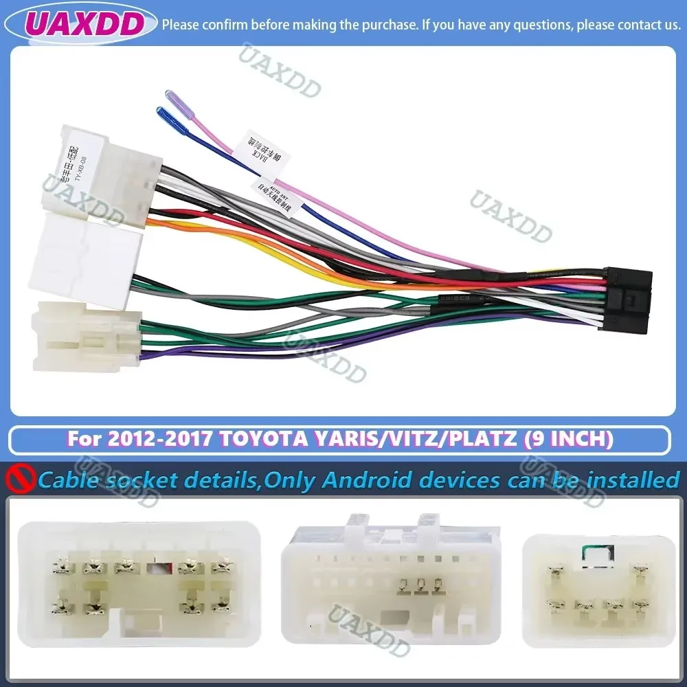 For 2012-2017 TOYOTA YARIS VITZ PLATZ 9INCH 2 Din Car Interior Android Frame Kit Panel Center Cable Harness Adapter Canbus Box view 4