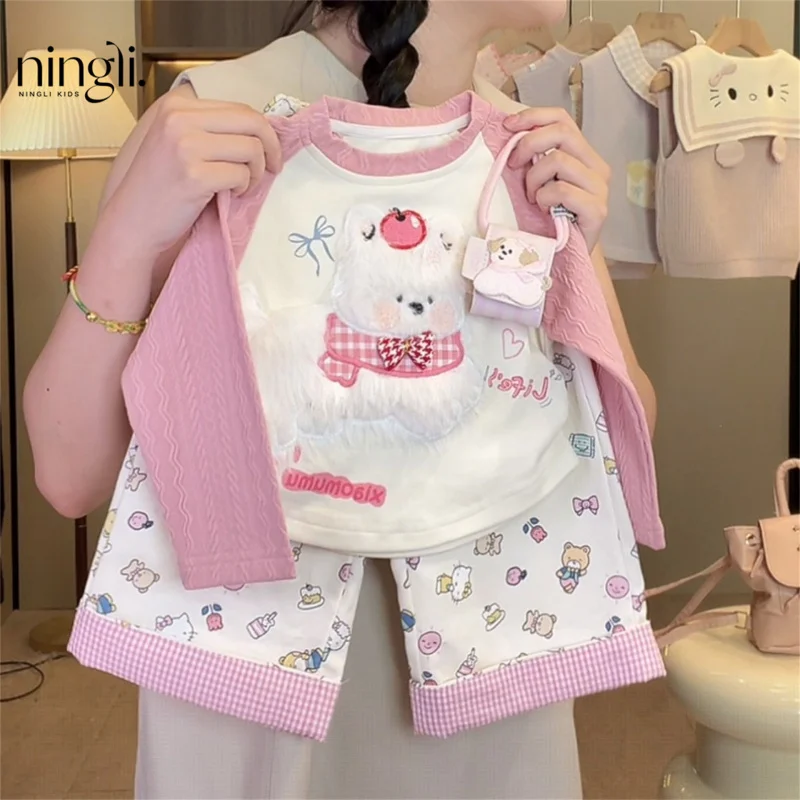

Girls' Stylish Autumn Outfit Set25New style toddler girl wide-leg pants long-sleeve top two-piece set