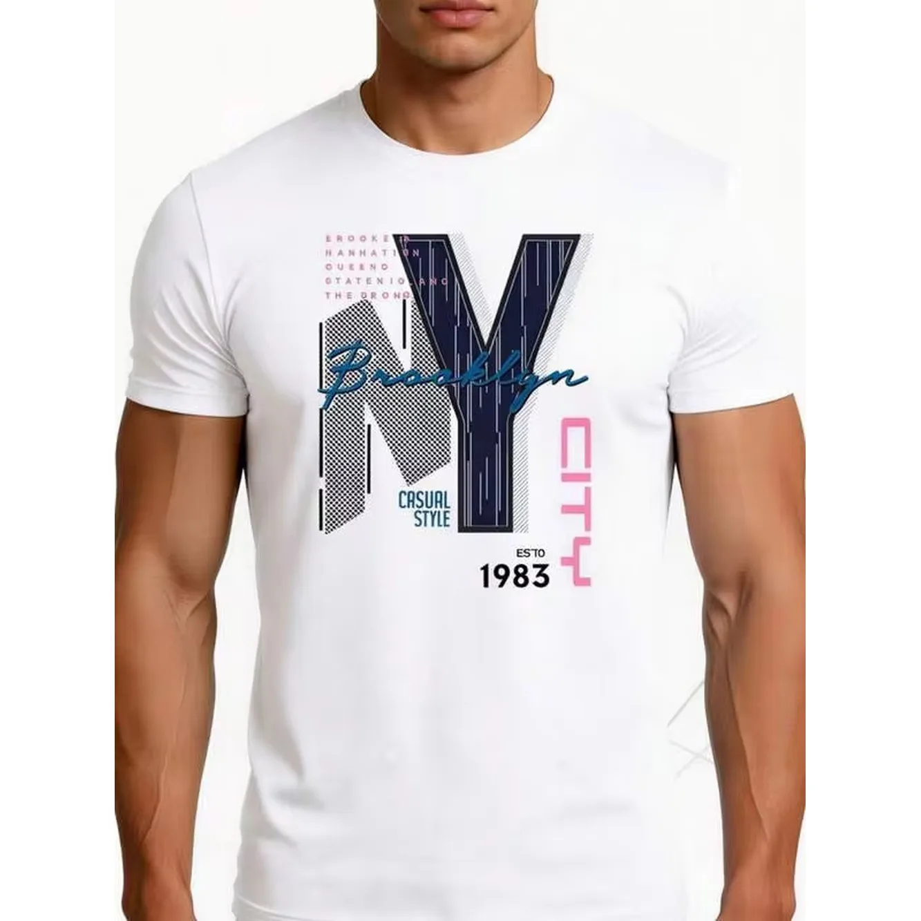 Urban Streetwear Style Men T-Shirt New York City Brooklyn Design Summer Casual Wear Gift For Him